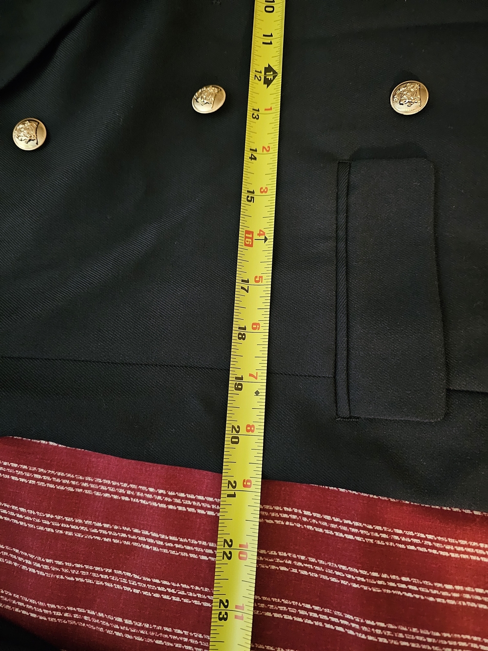 Women  Navy Blue  Double-Breasted Coat with Gold Buttons